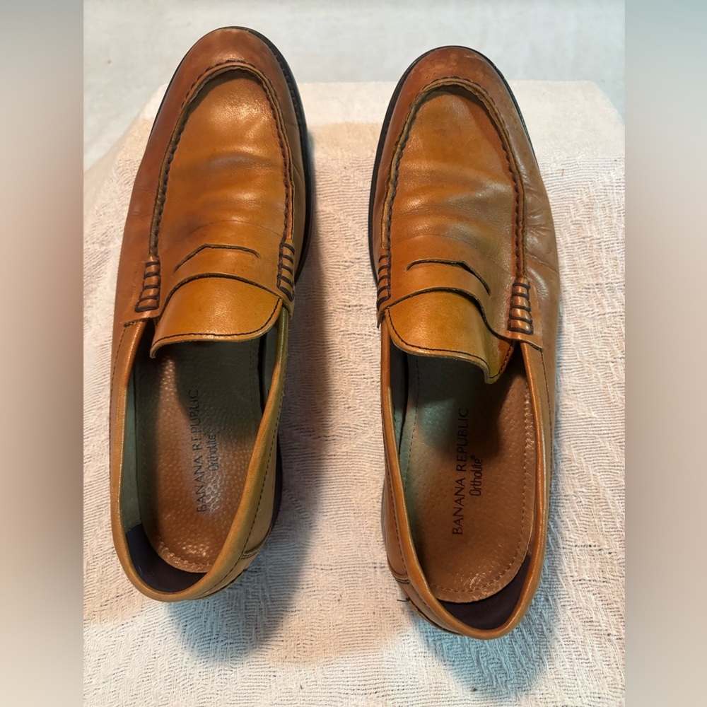 Banana Republic Brown Italian Leather Penny Loafers OrthoLite Men’s Size 8.5 M